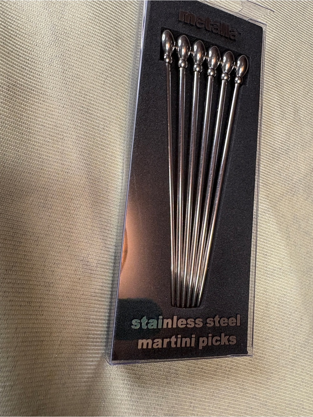Metalla Stainless Steel Cocktail Martini Sticks - Silver set of 6 - Picture 4 of 5